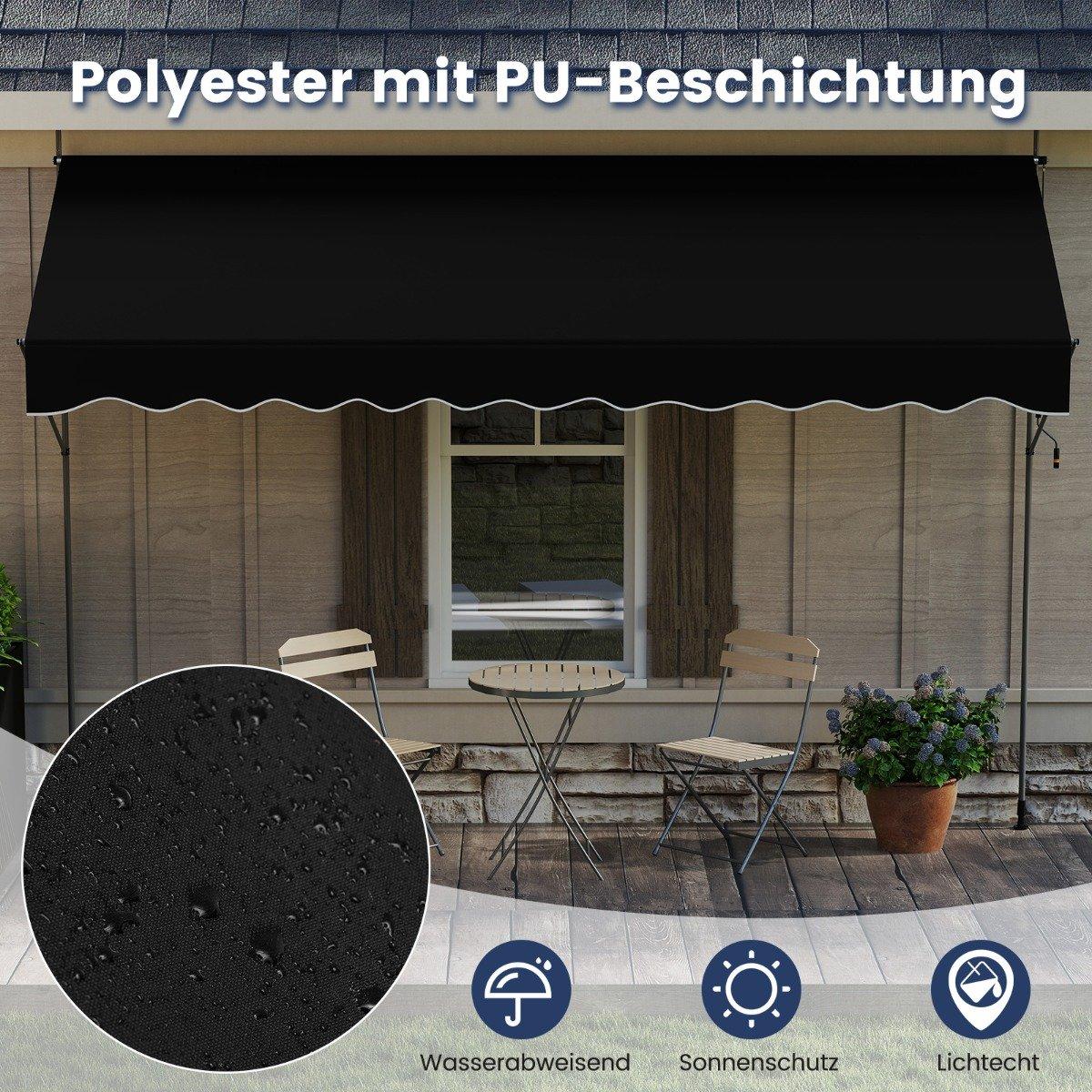 Retractable Balcony Awning, No-Drill, Adjustable Height, UV Protection