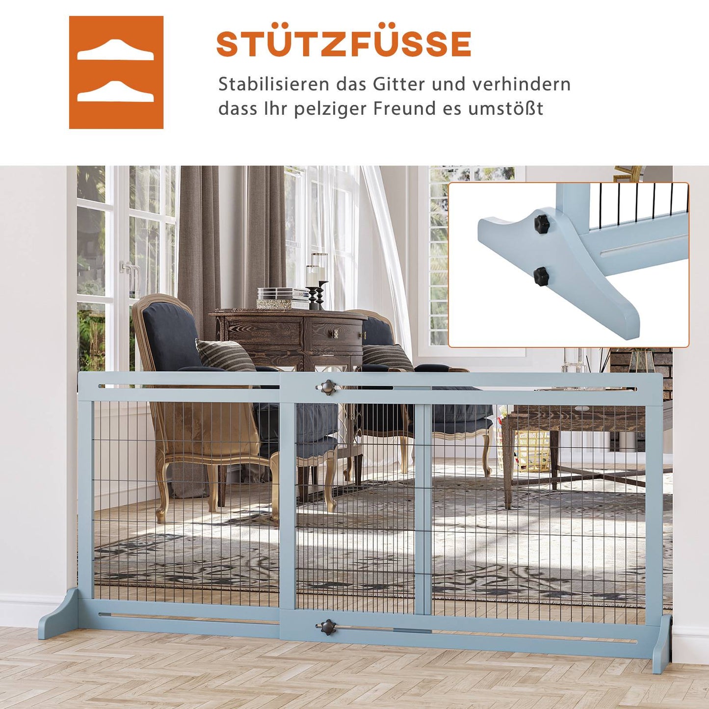 Retractable Dog Gate, Wood and Steel, 180 cm Wide
