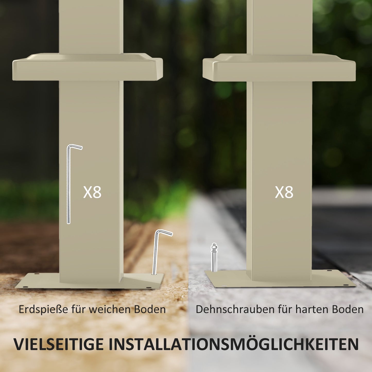 Retractable Garden Pergola, 3x3m, Khaki, UPF30+ Roof
