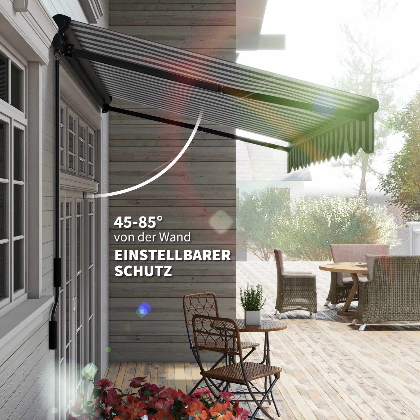 Retractable Patio Awning, Weatherproof, 395 x 250 cm, Gray/White