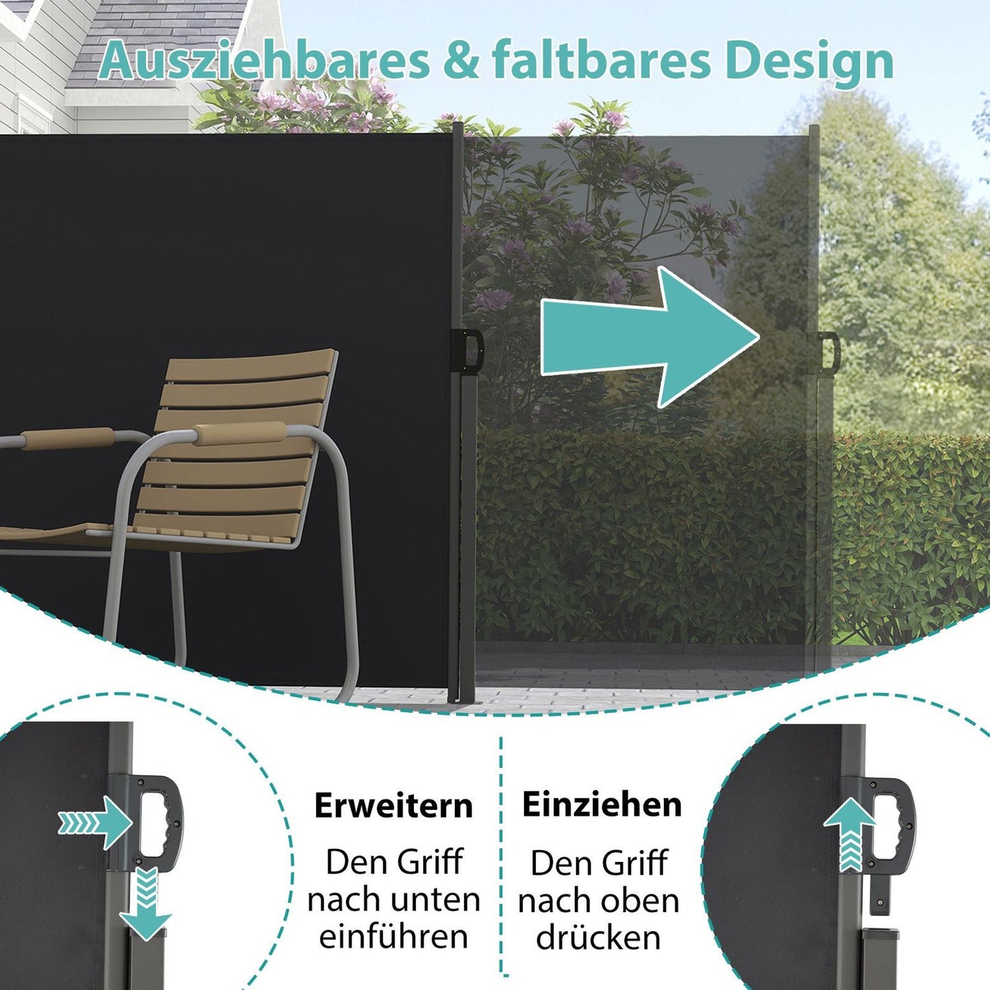 Retractable Side Awning, 300x160 cm, Aluminum, UV-Resistant