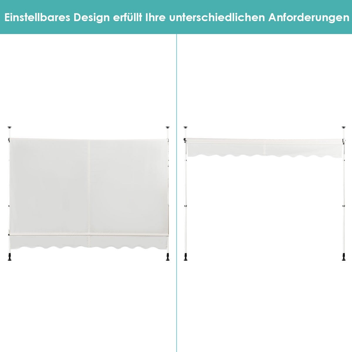 Retractable Sunshade Awning, 300 x 120 cm, Beige