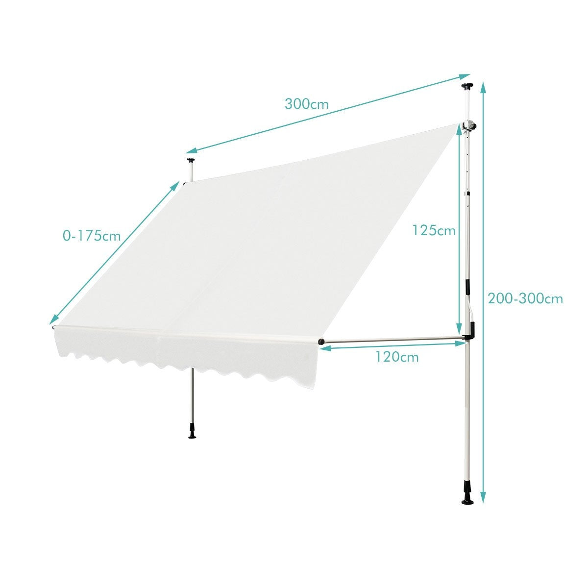 Retractable Sunshade Awning, 300 x 120 cm, Beige