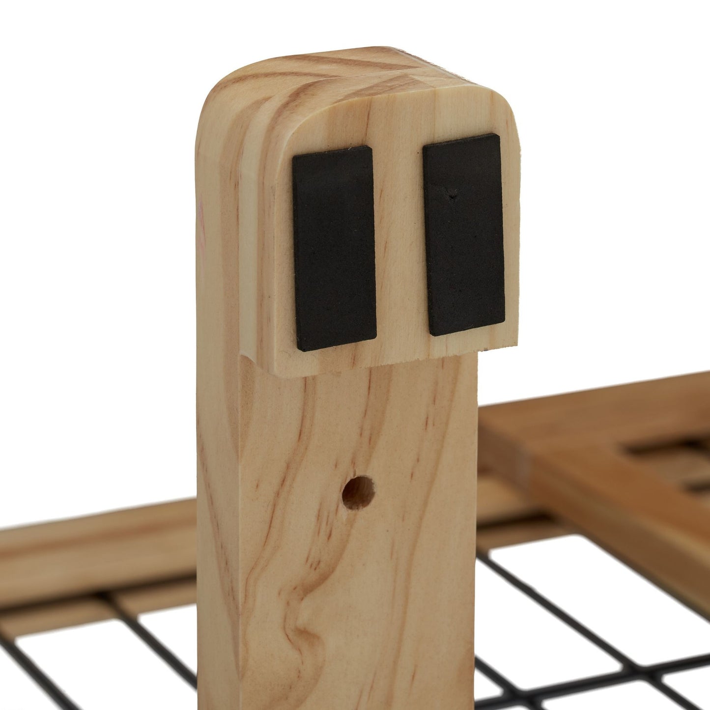 Retractable security gate in natural wood