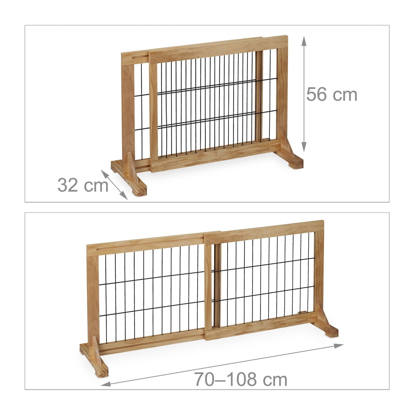 Retractable security gate in natural wood