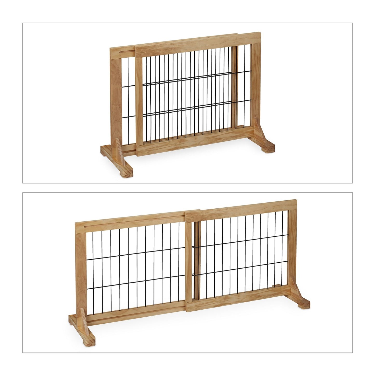 Retractable security gate in natural wood