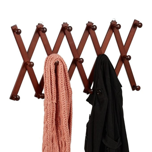 Retractable wall coat hanger in wood