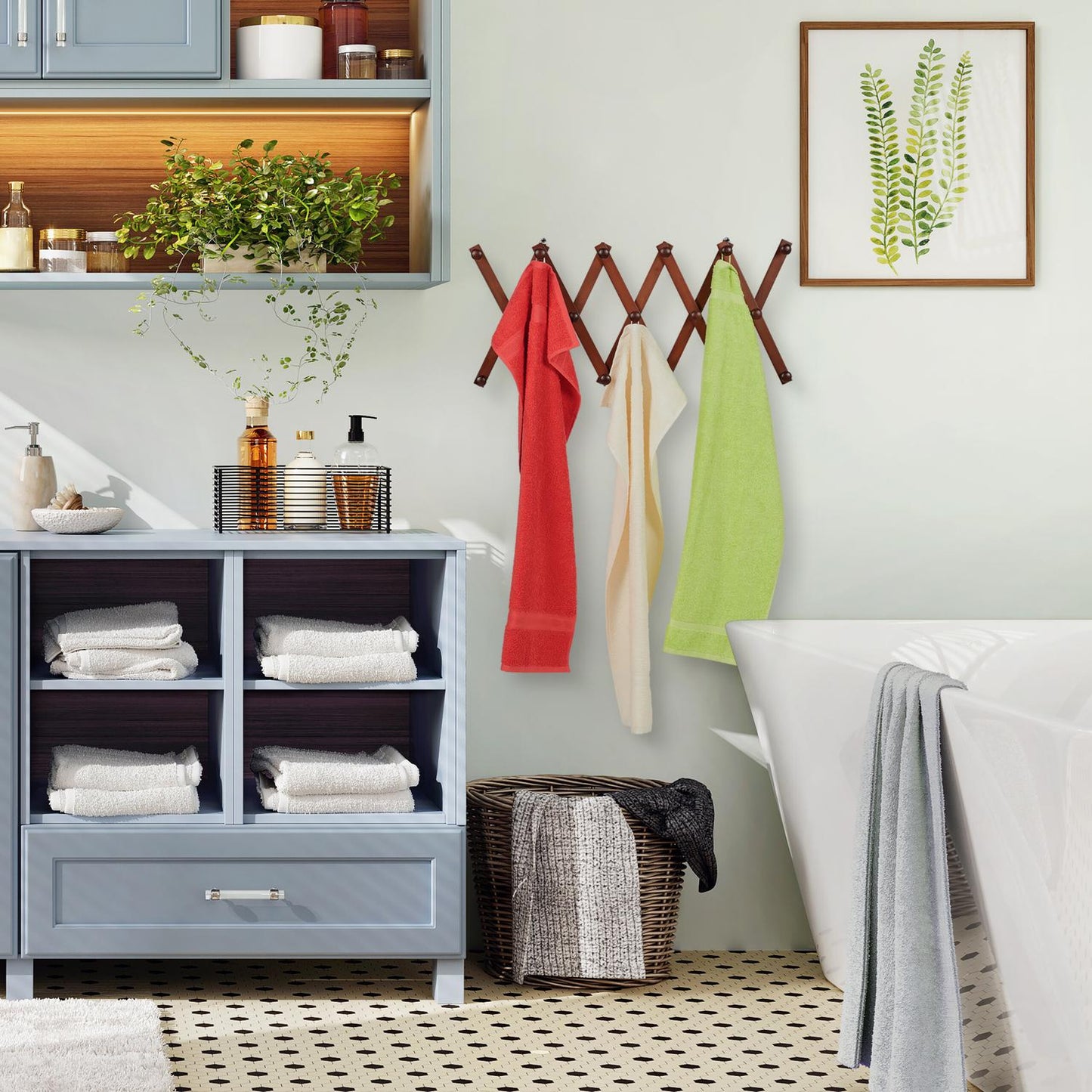 Retractable wall coat hanger in wood