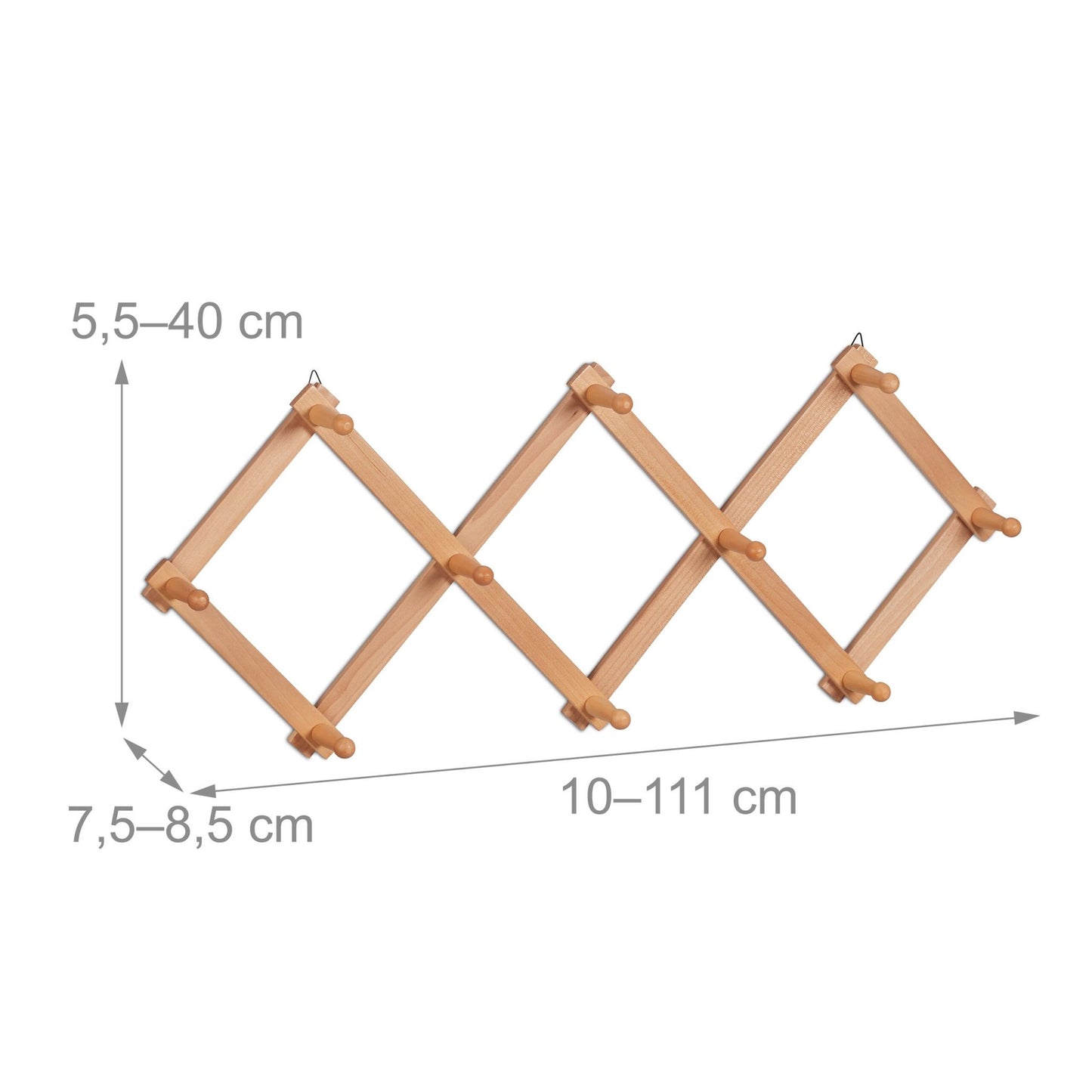Retractable wall coat hanger in wood