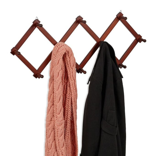 Retractable wall coat hanger in wood