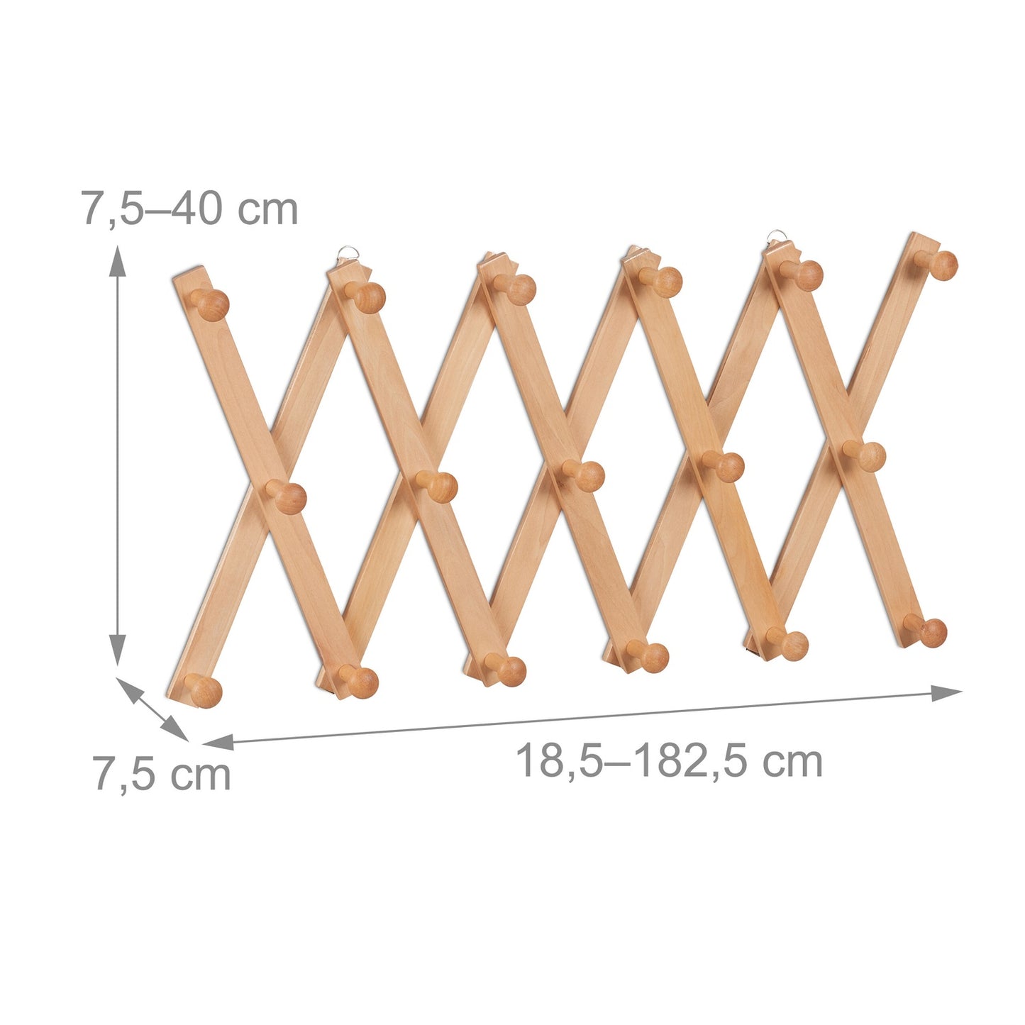 Retractable wall coat hanger in wood