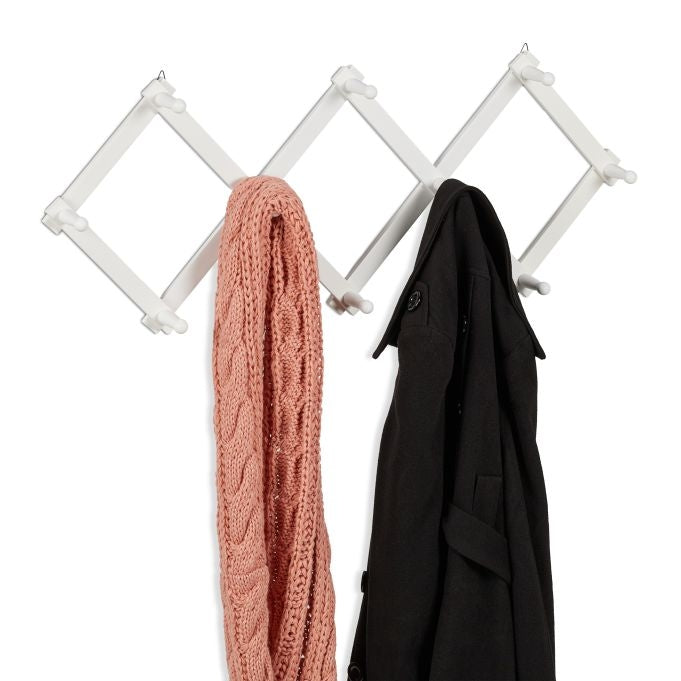 Retractable wall coat hanger in wood