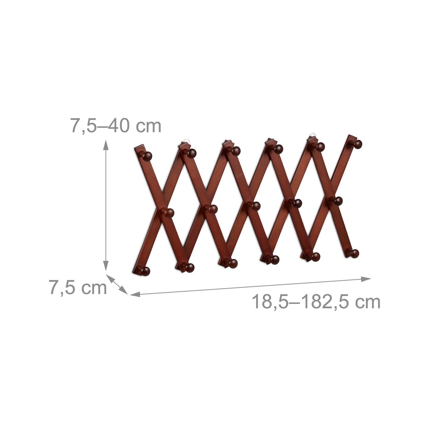 Retractable wall coat hanger in wood