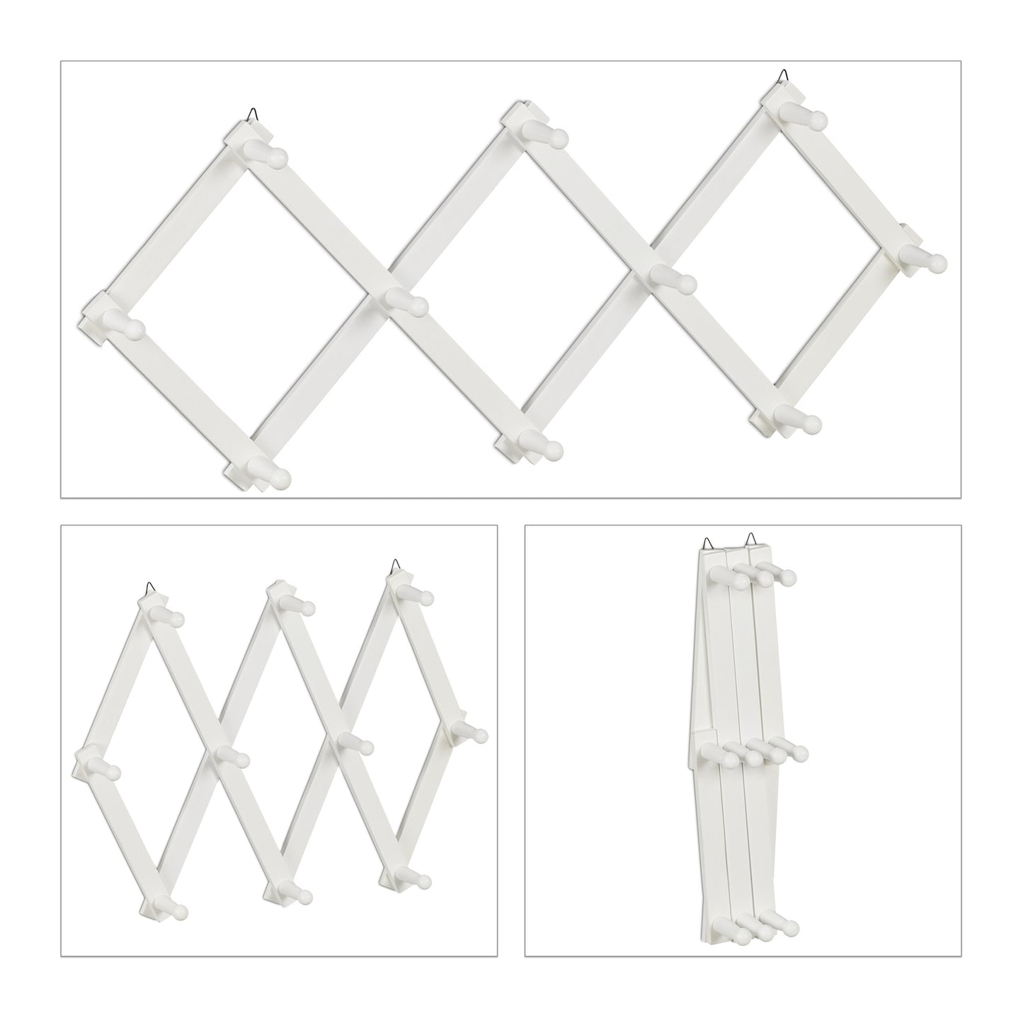 Retractable wall coat hanger in wood