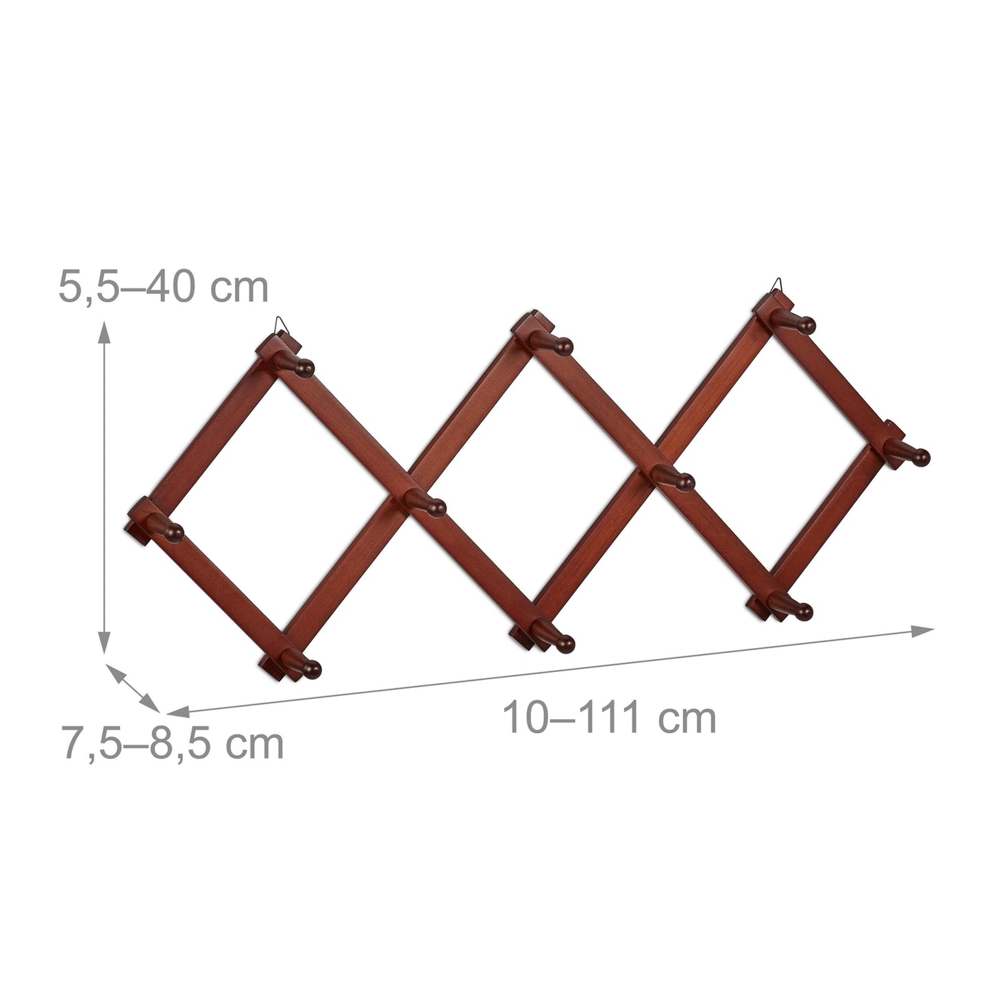 Retractable wall coat hanger in wood