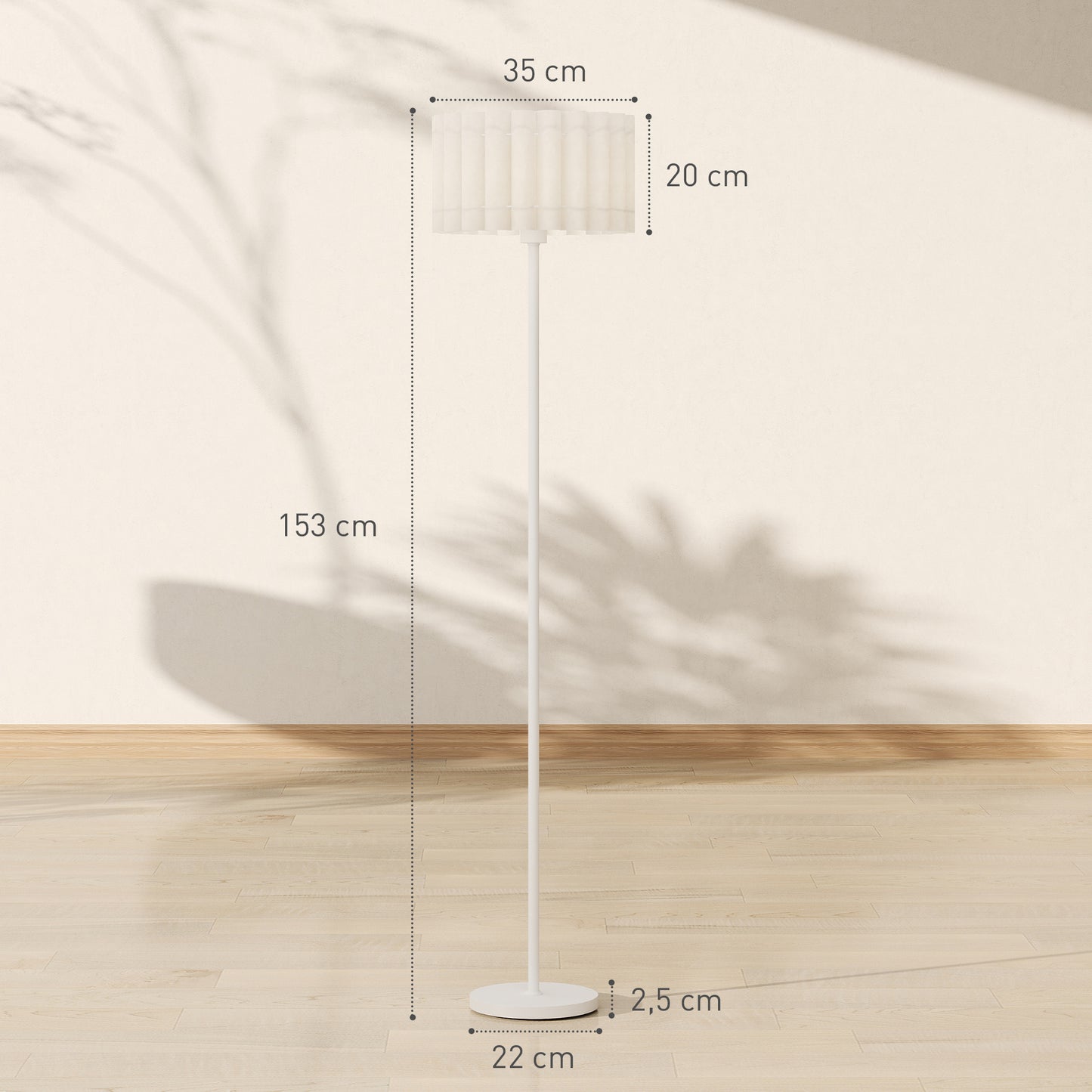 Retro Floor Lamp, Plastic Shade, Foot Switch, White
