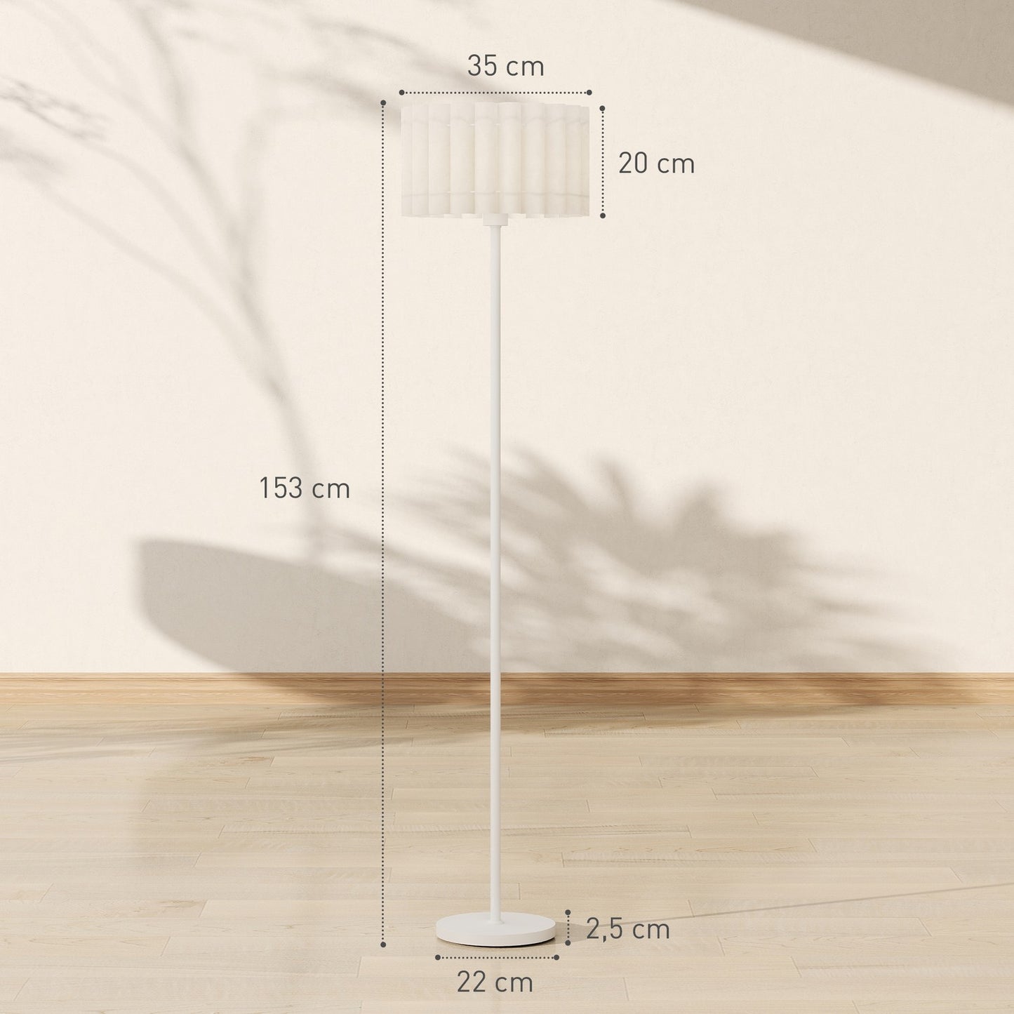 Retro Floor Lamp, Plastic Shade, Foot Switch, White