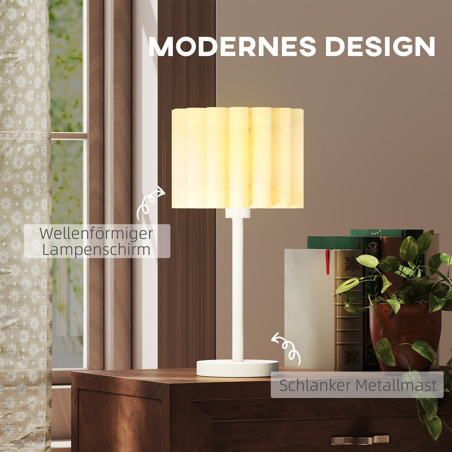Retro Style Table Lamp, White Plastic Shade, E27 Socket
