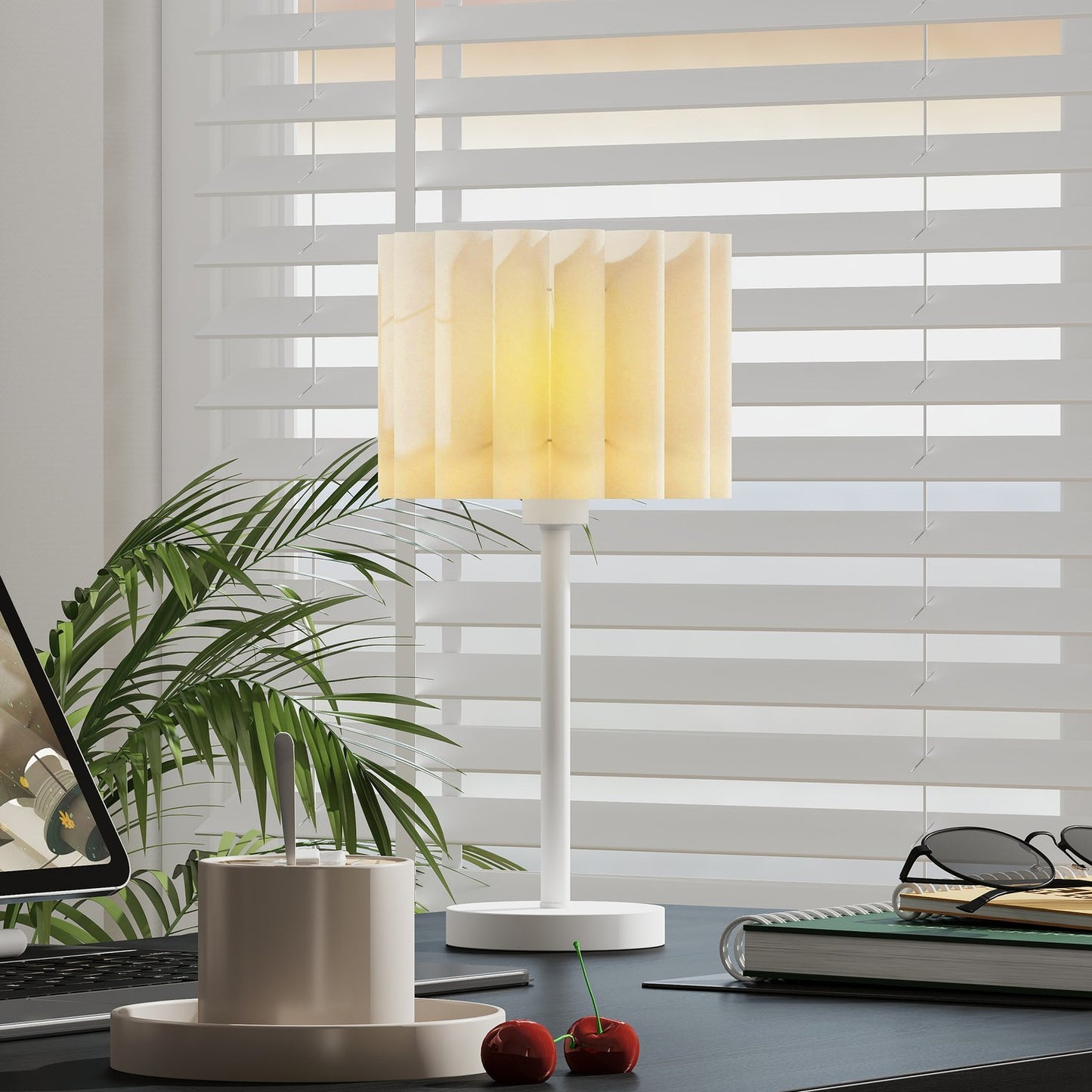Retro Style Table Lamp, White Plastic Shade, E27 Socket