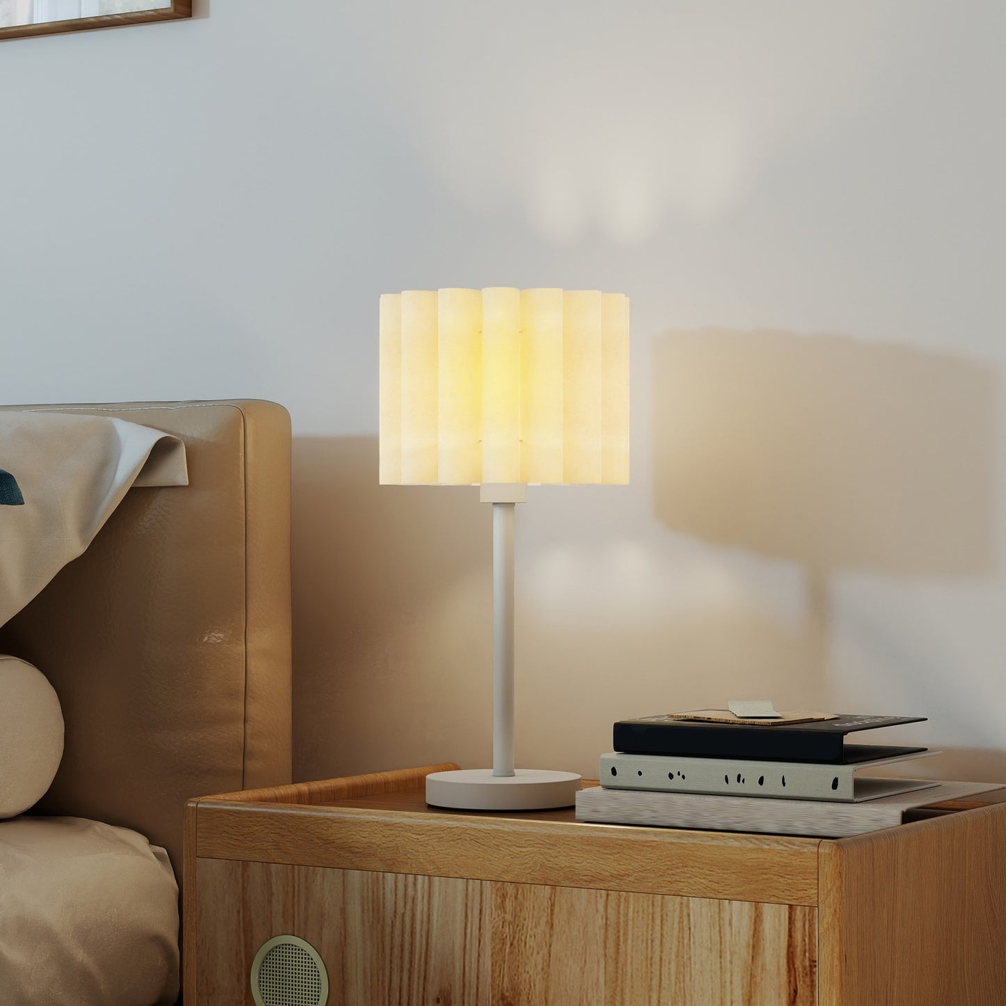 Retro Style Table Lamp, White Plastic Shade, E27 Socket