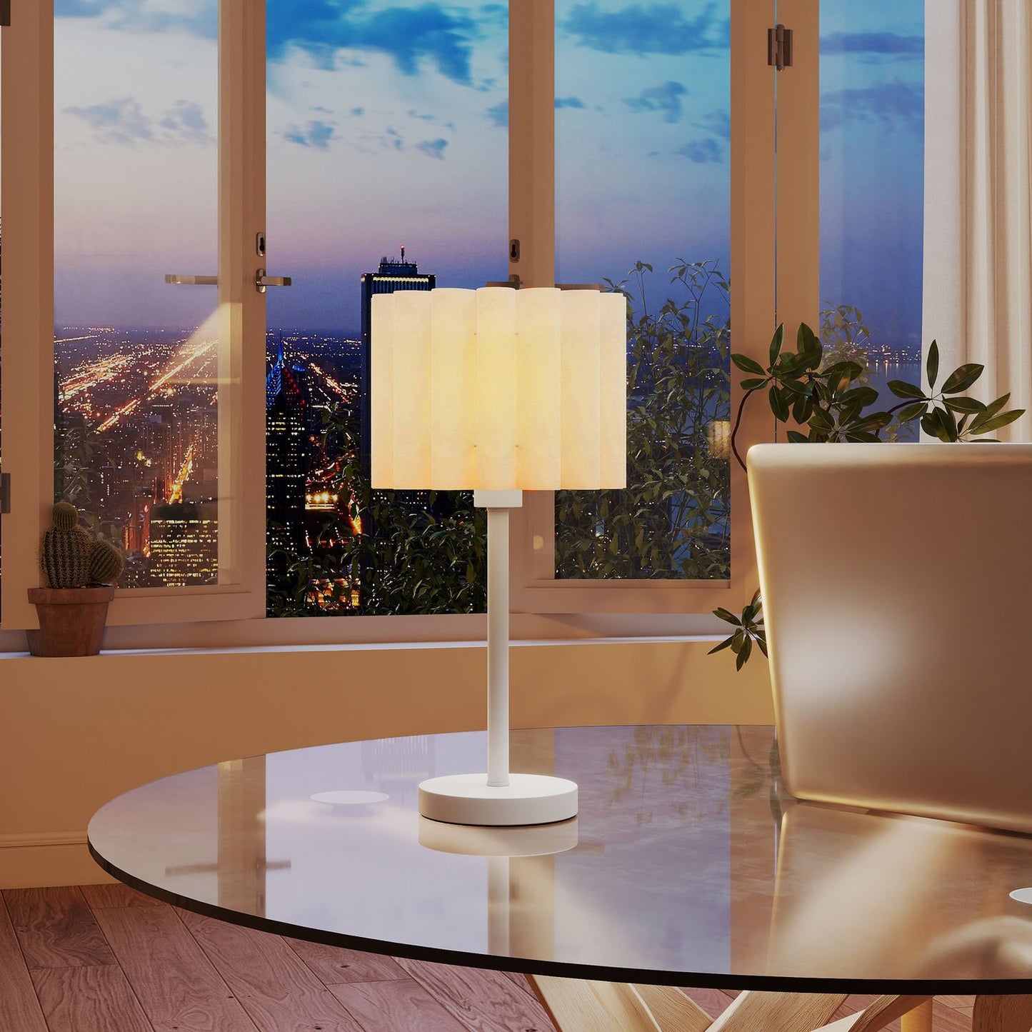 Retro Style Table Lamp, White Plastic Shade, E27 Socket