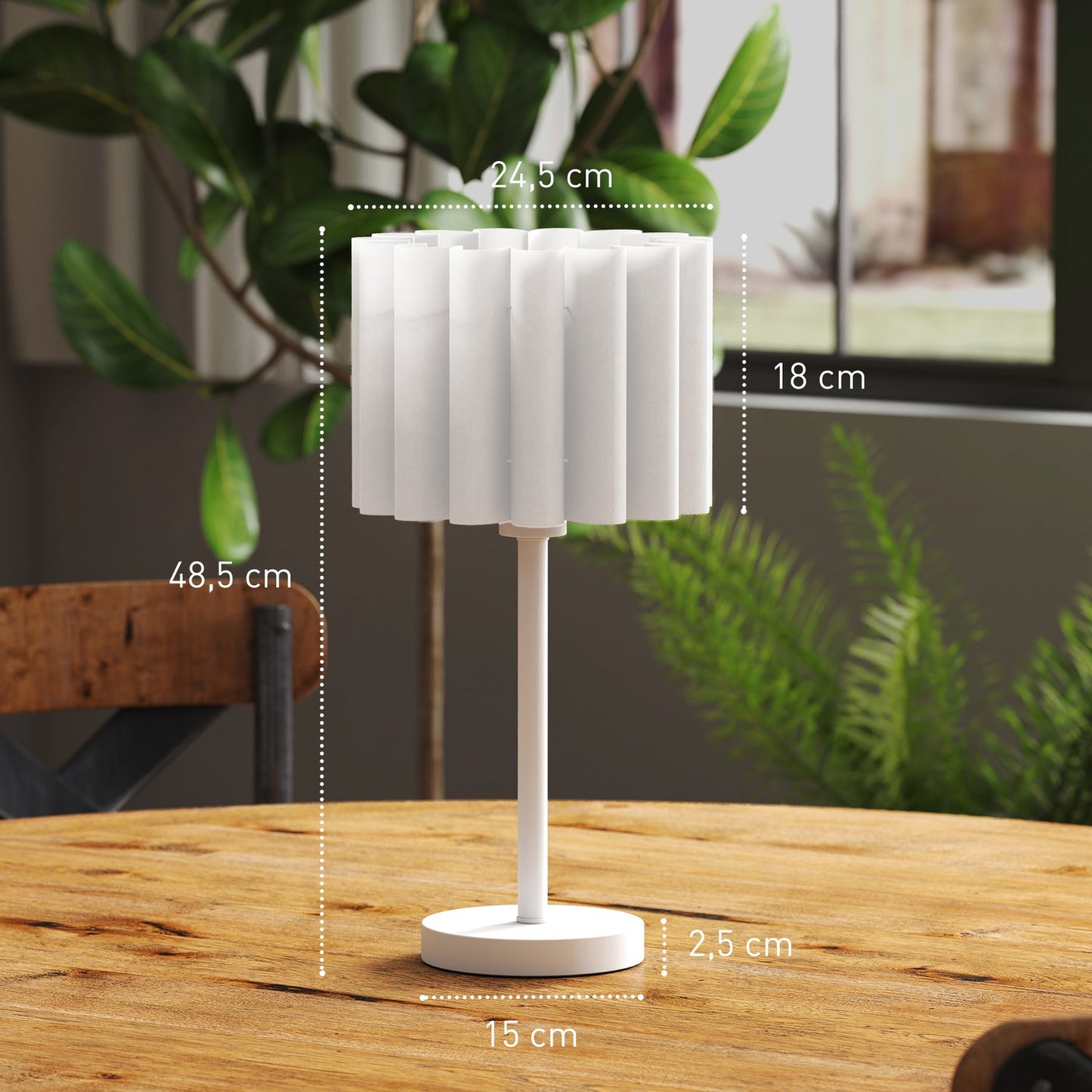 Retro Style Table Lamp, White Plastic Shade, E27 Socket