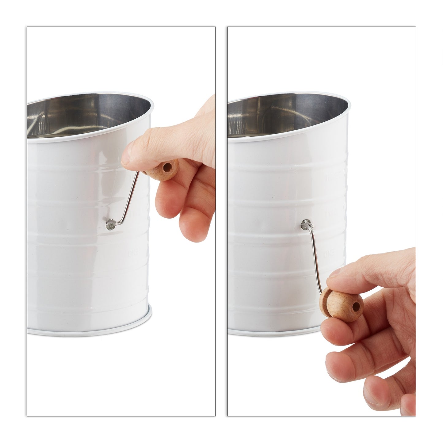 Retro flour sifter with crank
