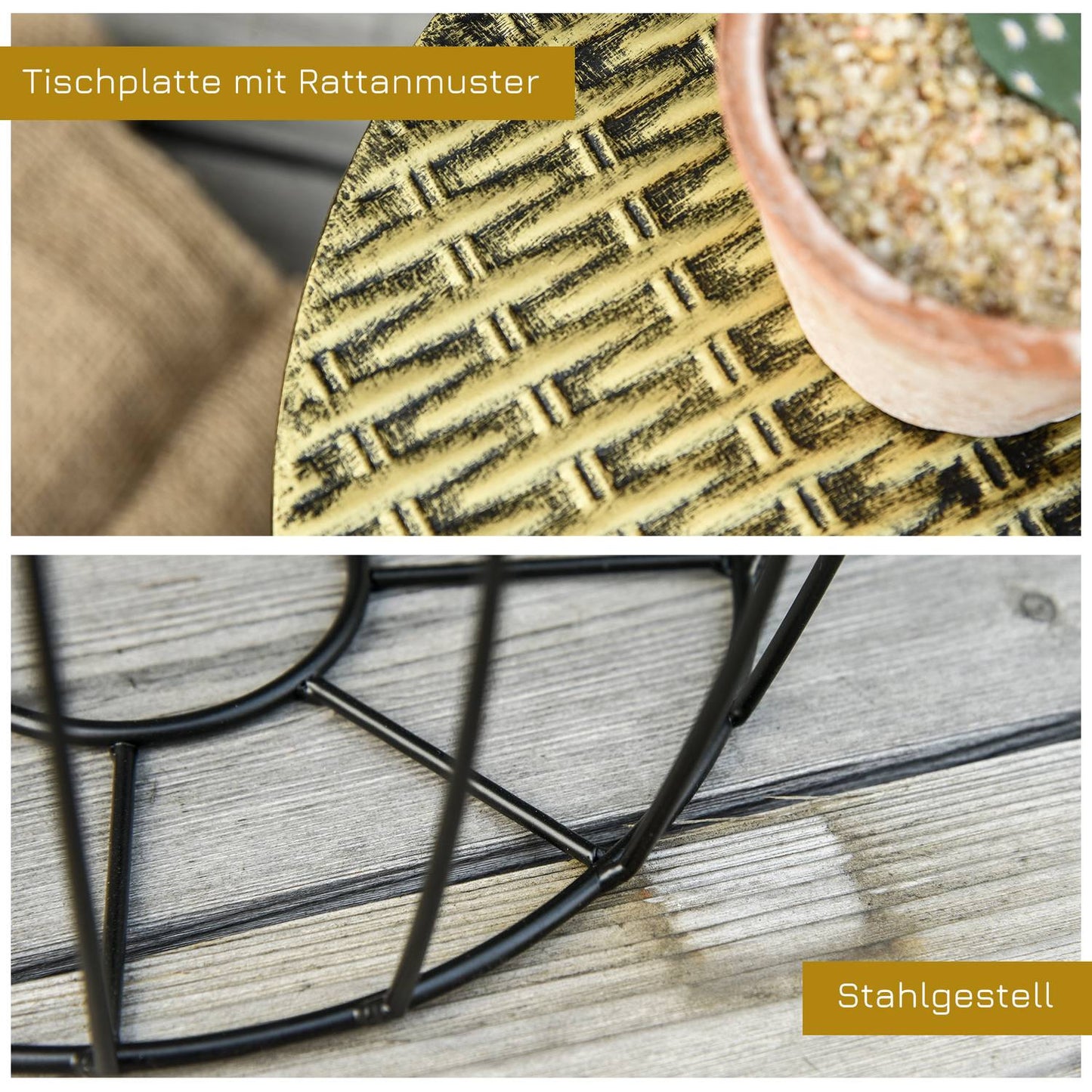 Retro style metal basket set of 3 - Natural & Black