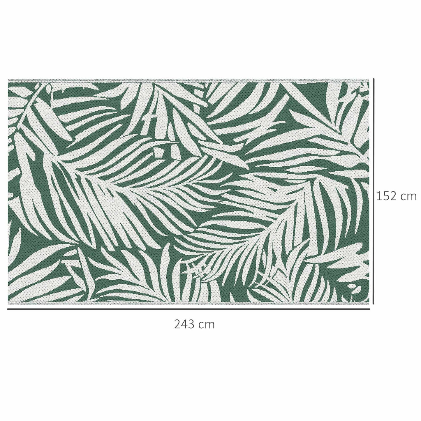 Reversible Outdoor Rug, Waterproof, 152x243 cm, Green
