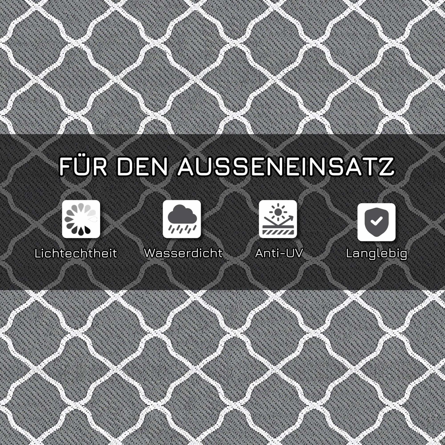 Reversible Outdoor Rug, Waterproof, 182x274 cm, Grey/White
