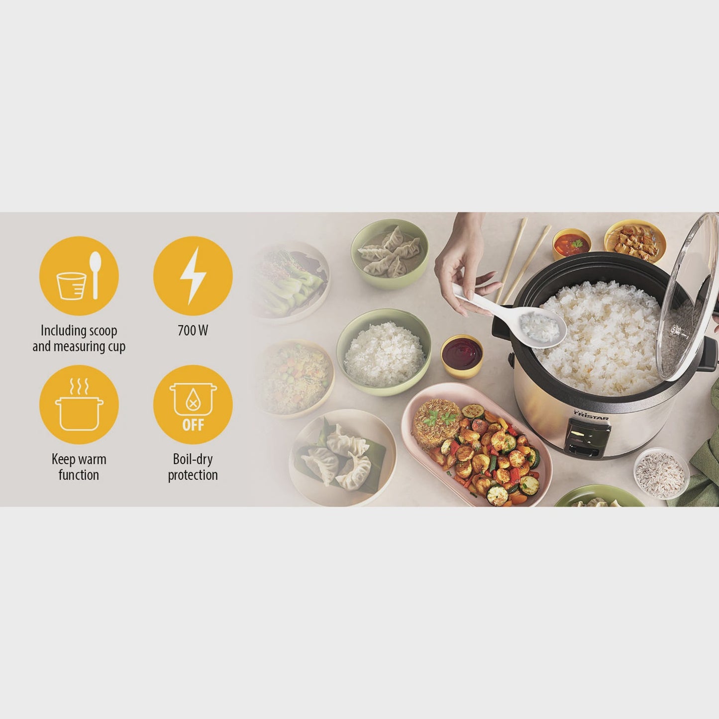 Rice Cooker 1.8L, 700W, Nonstick, Keep Warm Function