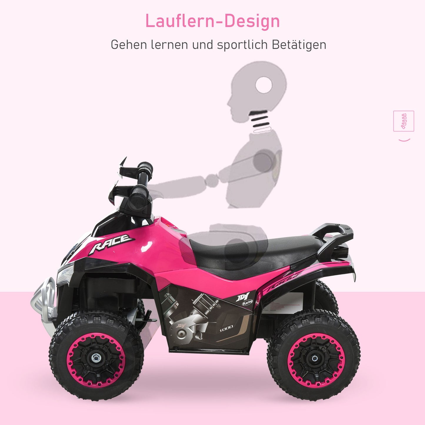Pedal car for toddlers, light & music, pink