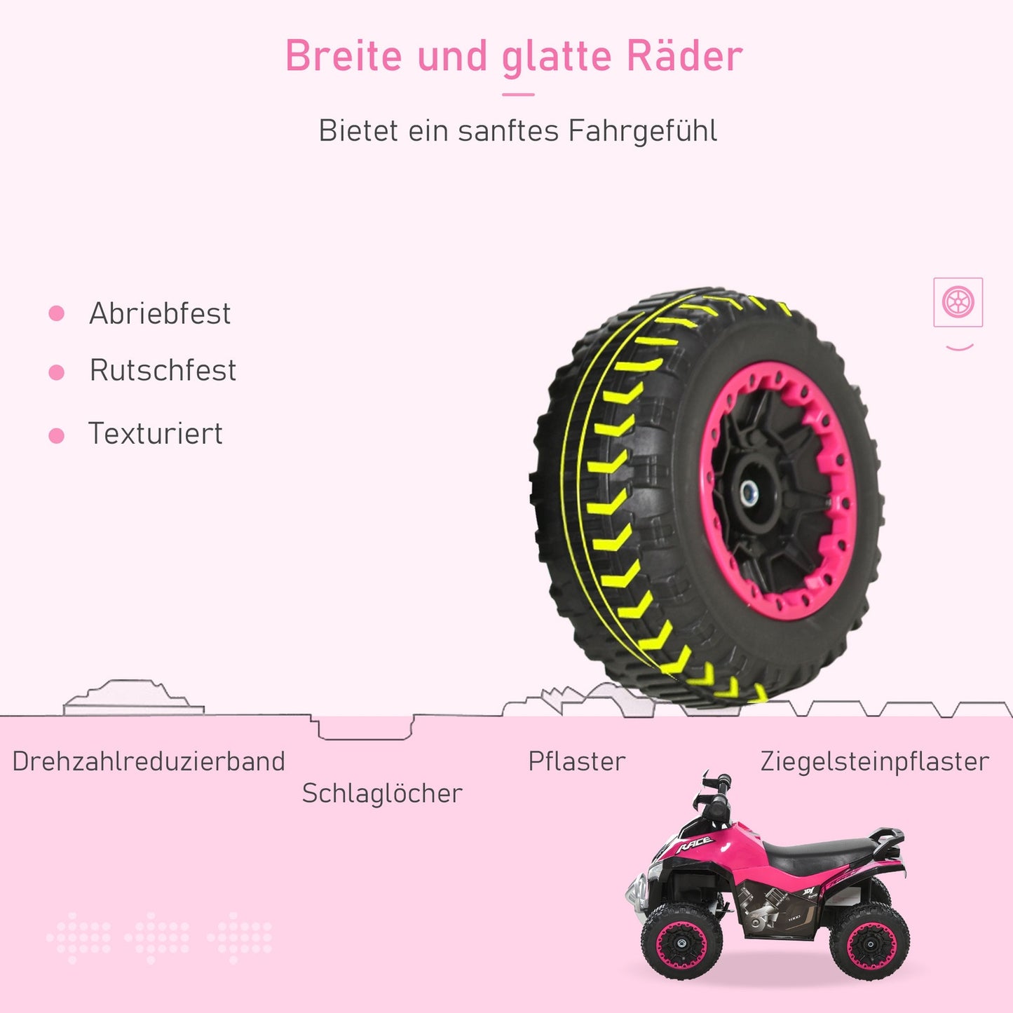 Pedal car for toddlers, light & music, pink