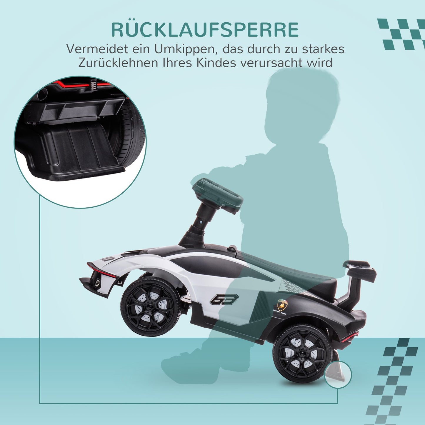 Ride-on car for children with storage, horn and engine sound