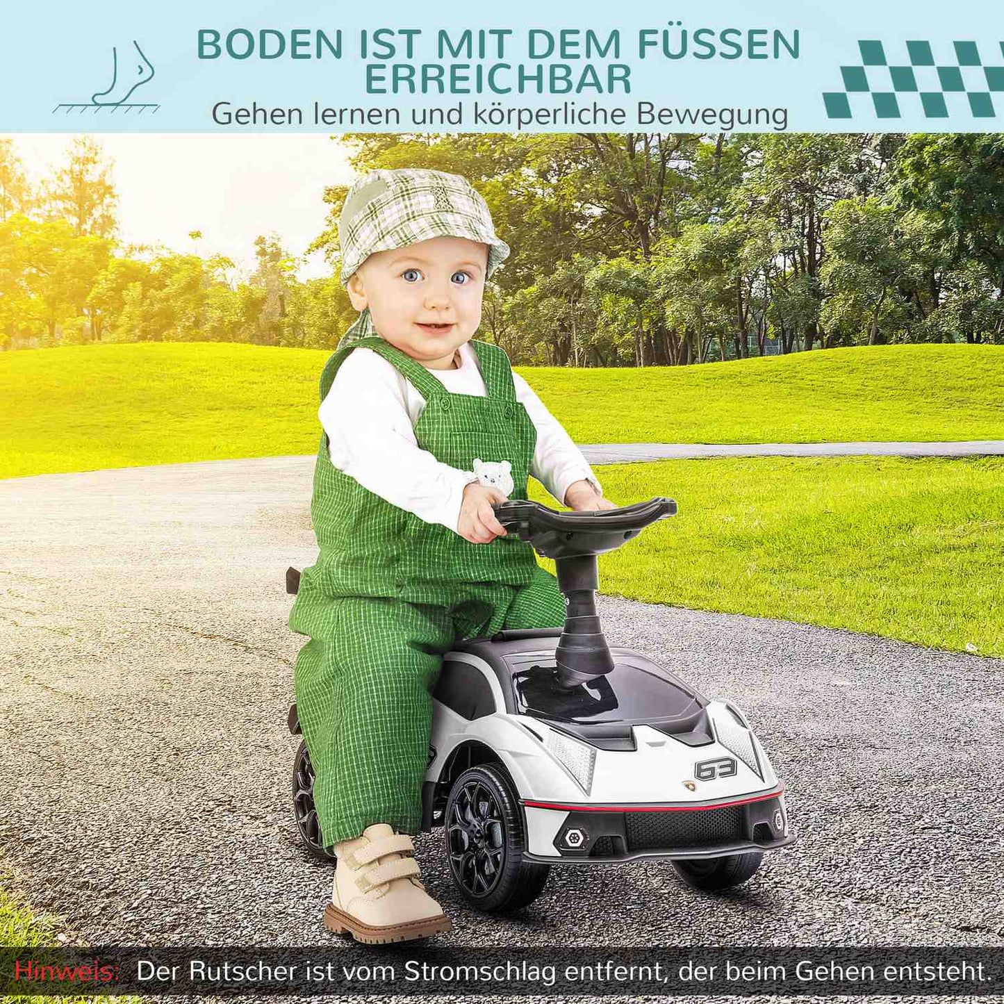 Ride-on car for children with storage, horn and engine sound