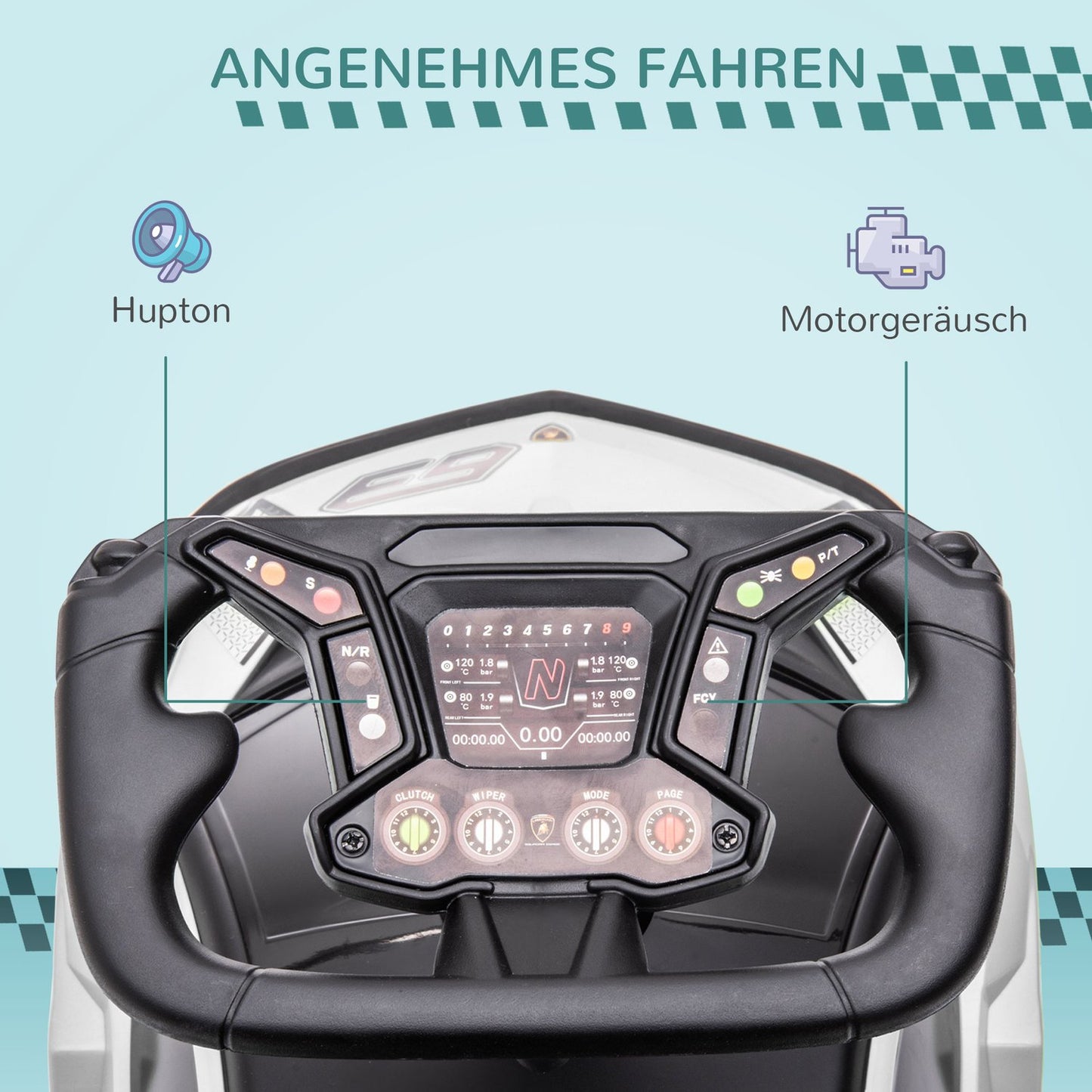 Ride-on car for children with storage, horn and engine sound