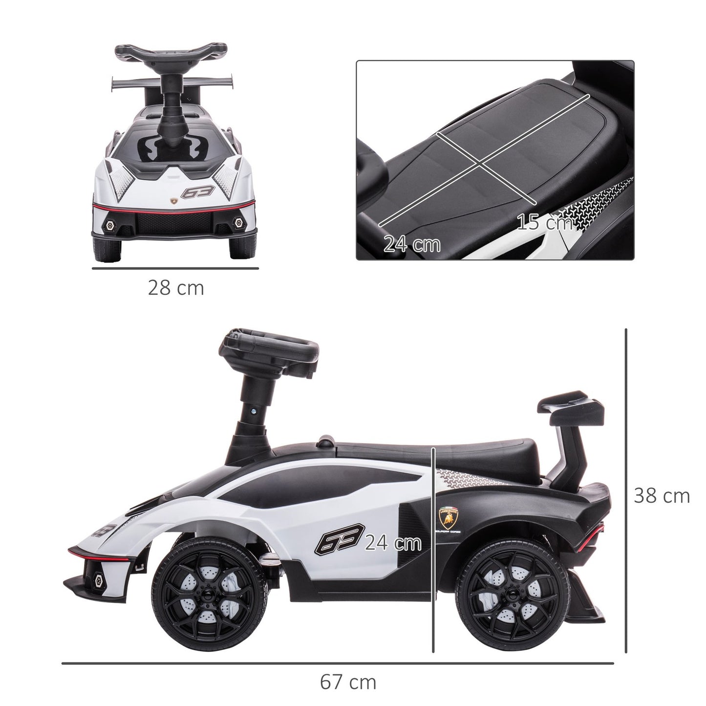 Ride-on car for children with storage, horn and engine sound