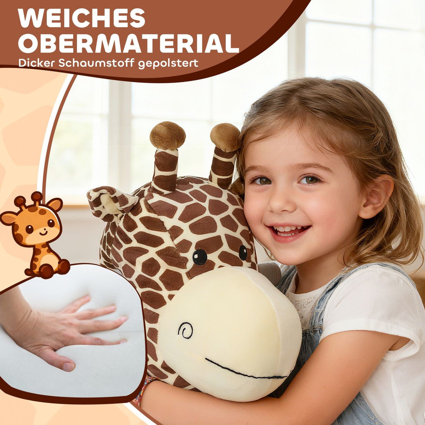 Ride-On Giraffe Toy, Battery-Powered, Washable Cover, Ages 1.5-5
