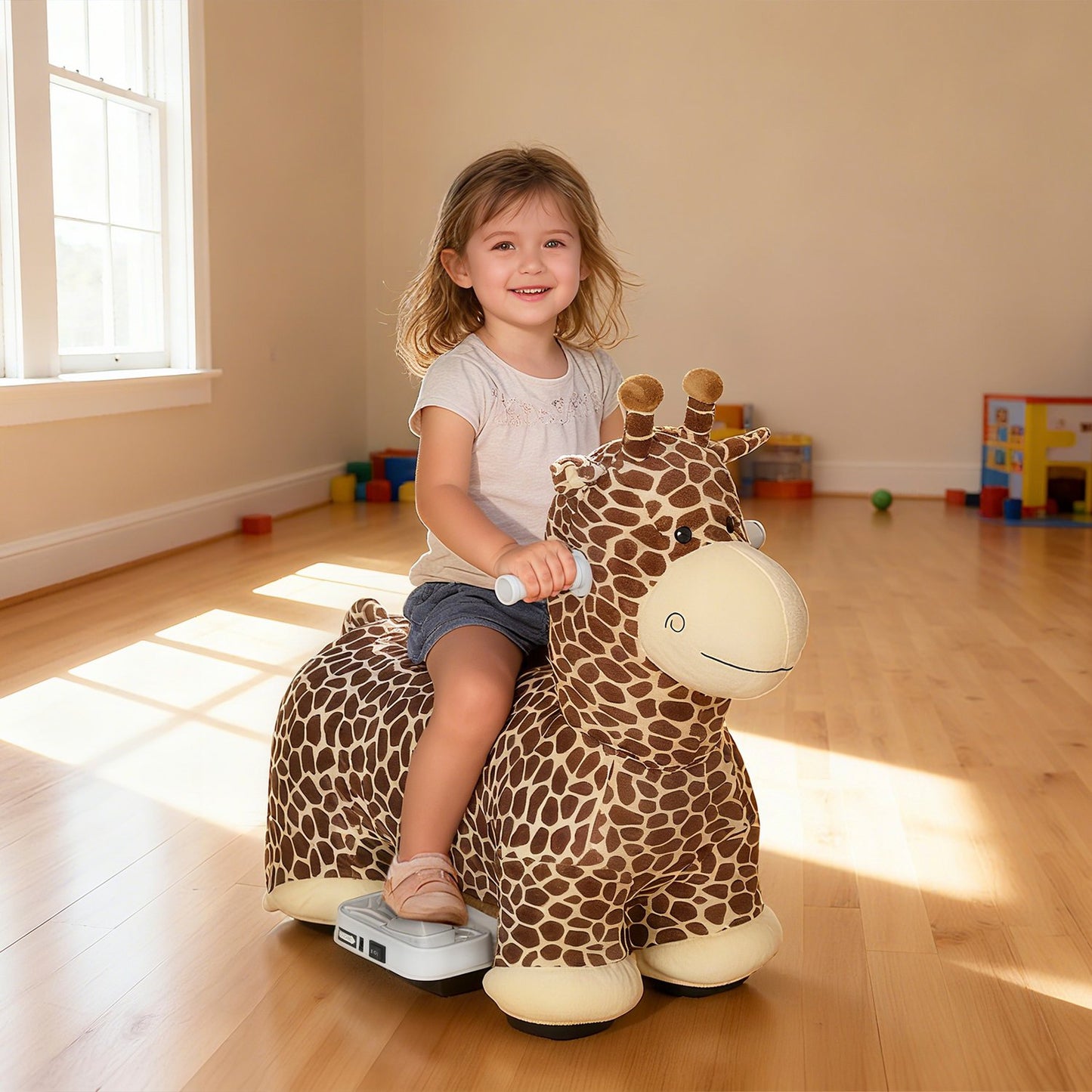 Ride-On Giraffe Toy, Battery-Powered, Washable Cover, Ages 1.5-5
