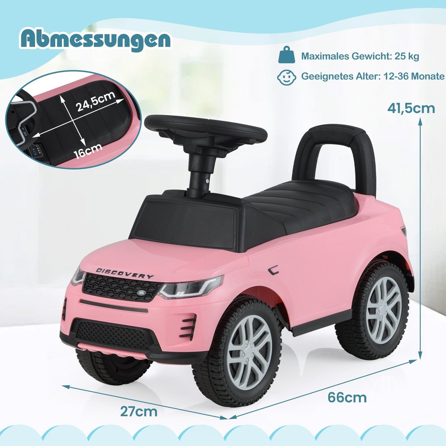 Ride-On Toy Car with Storage, Pink, Safe & Fun for Kids