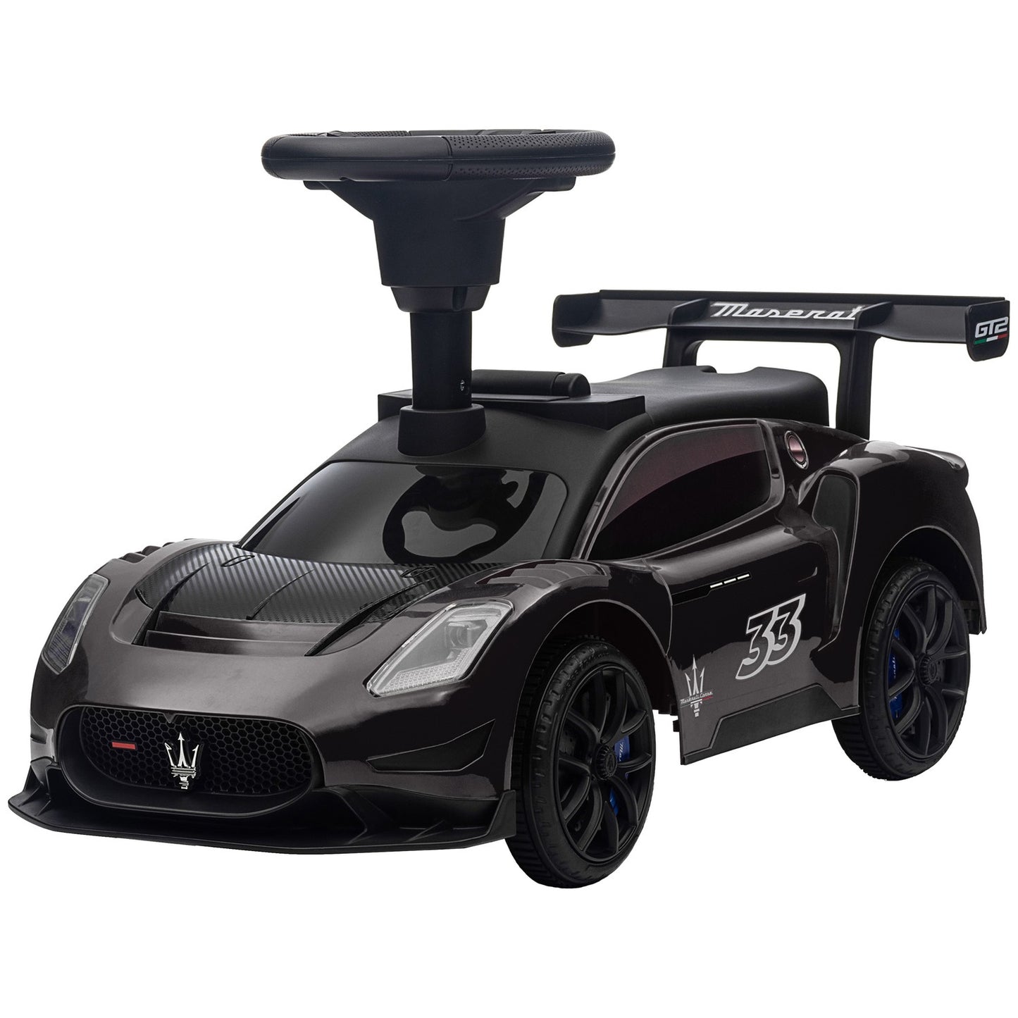 Ride-on car with storage, music and horn for ages 1.5-5, black