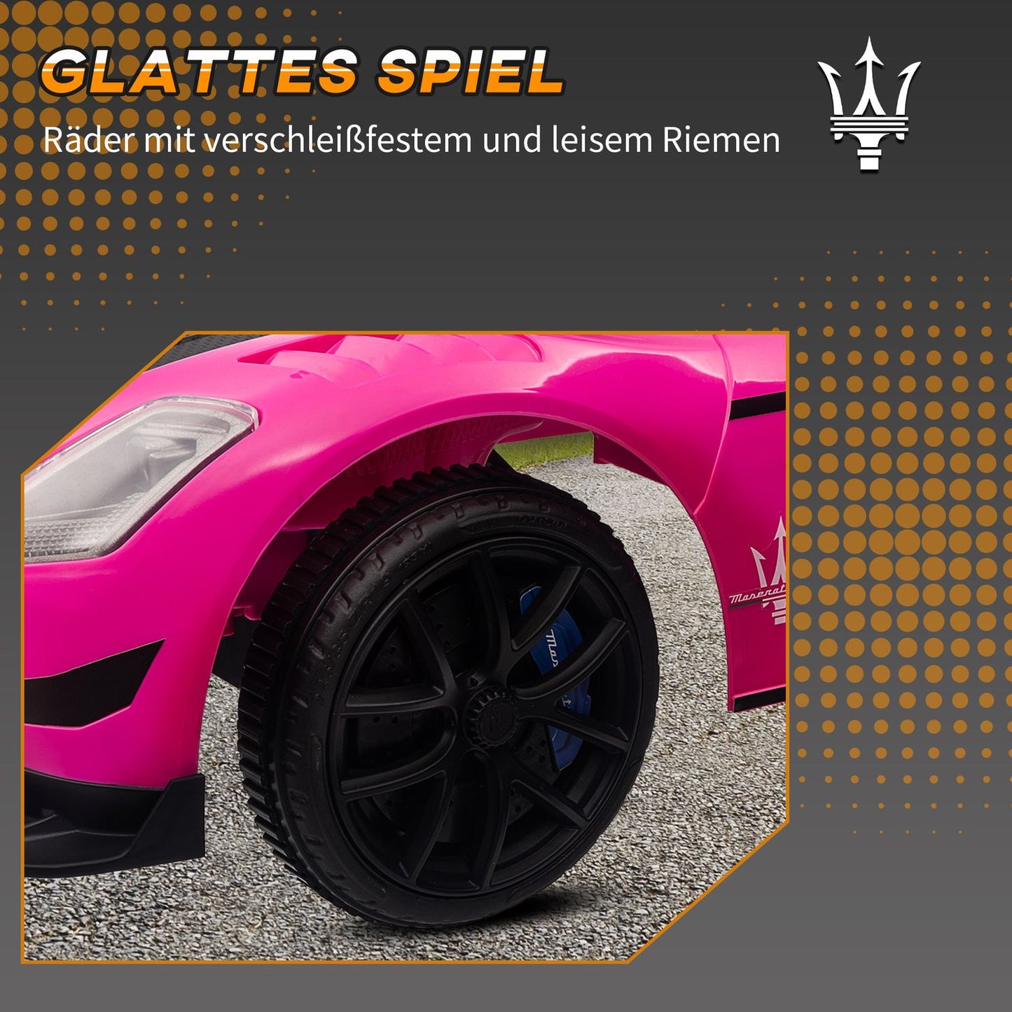 Pink ride-on car with storage, horn & music for children 1.5–5 years