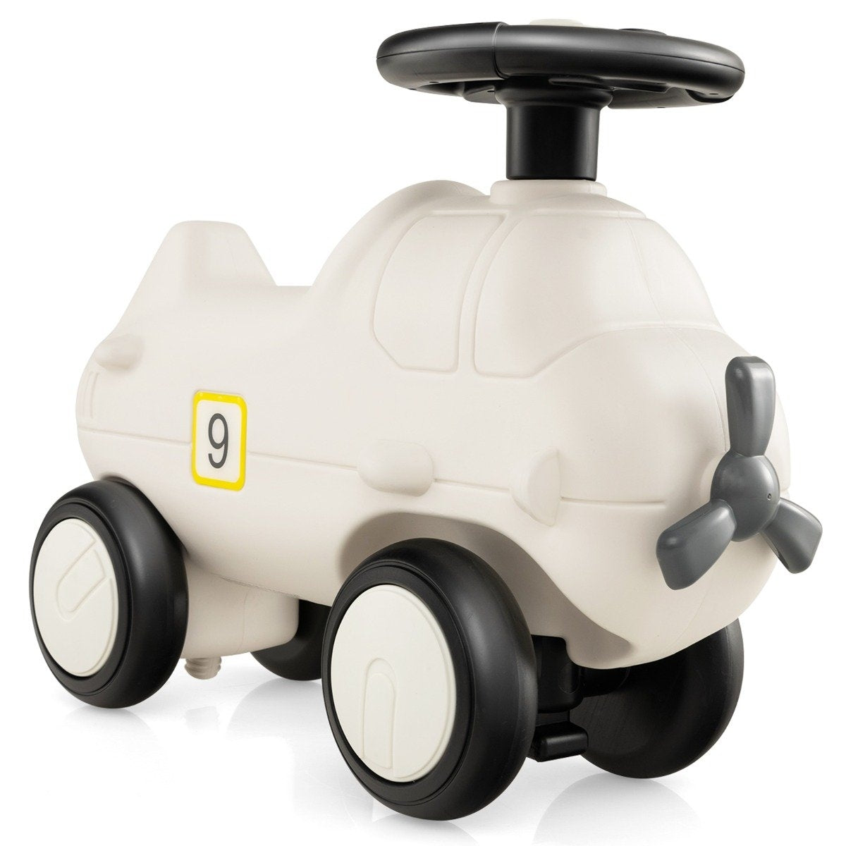 Ride-on car in airplane look with cute propeller ride-on vehicle white