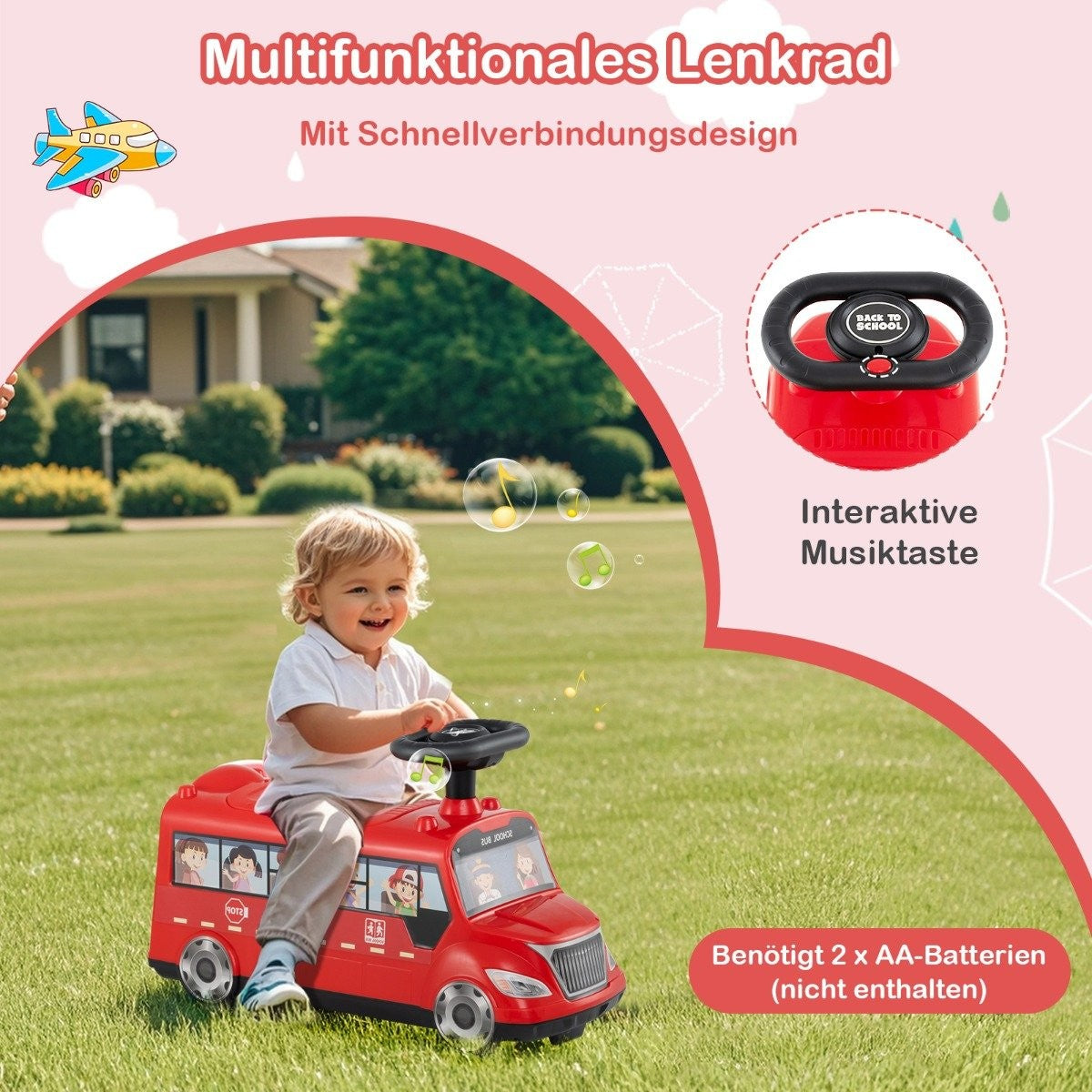 Ride-on car with music & storage space & tip protection ride-on vehicle ride-on car ride-on bus