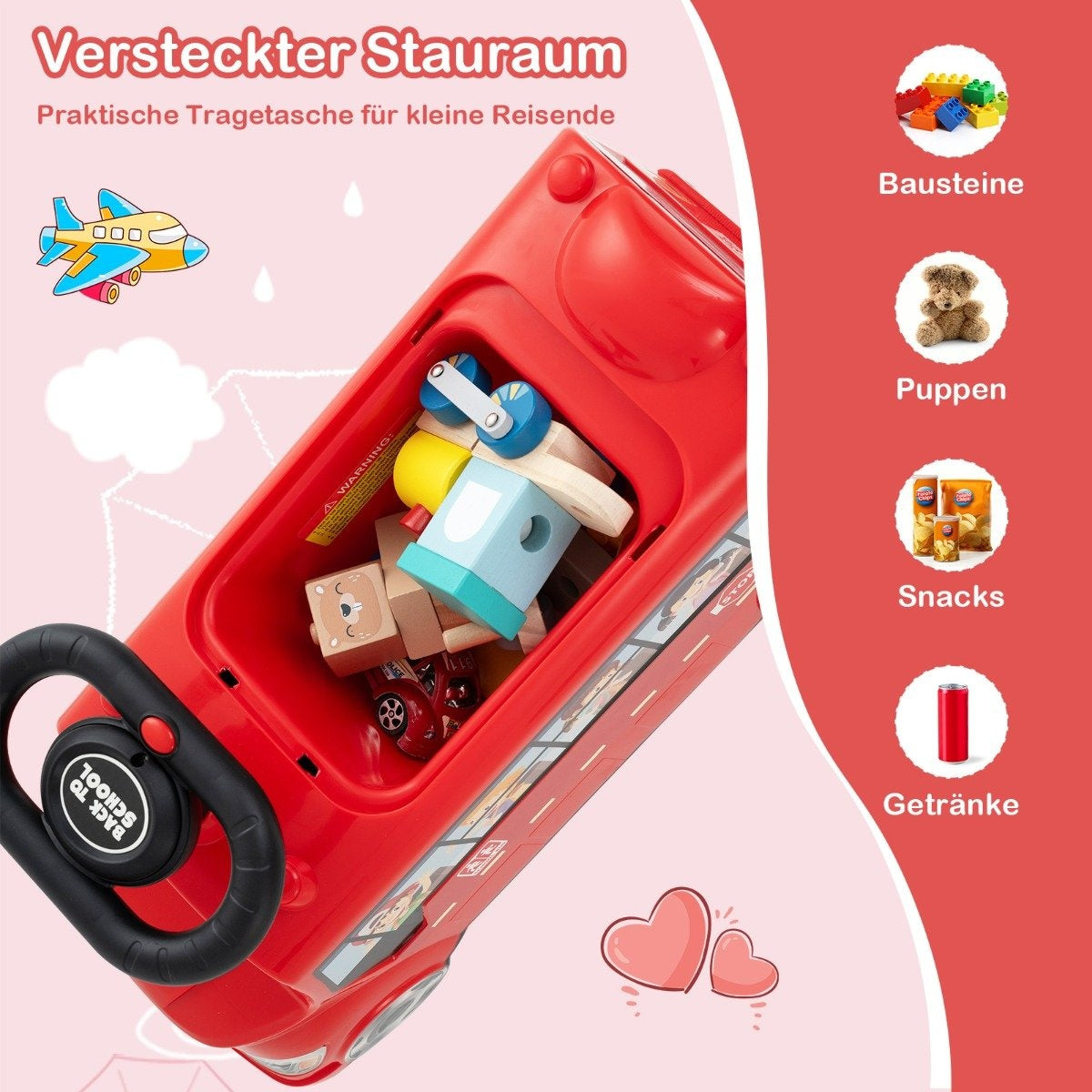 Ride-on car with music & storage space & tip protection ride-on vehicle ride-on car ride-on bus
