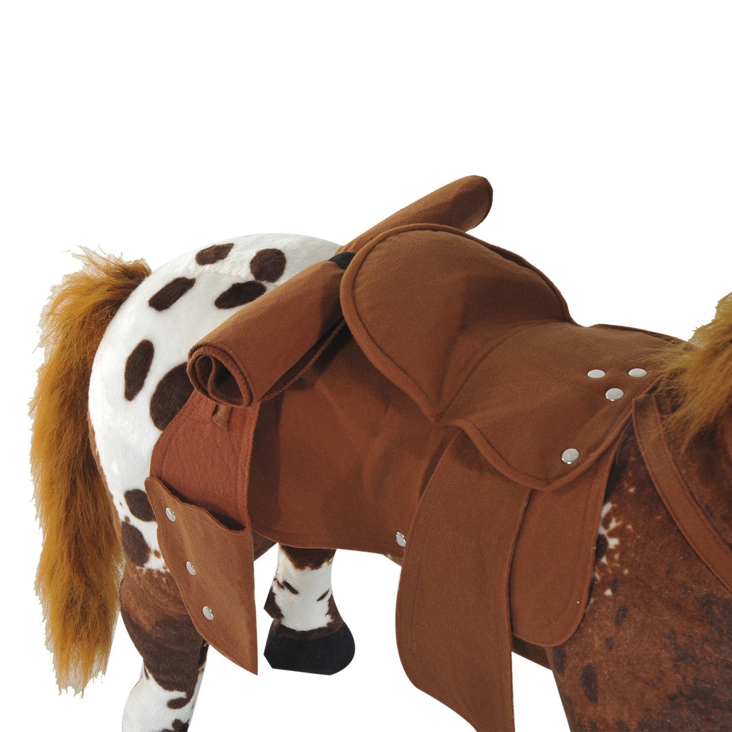 Plush toy horse - Sound, Metal frame, 85 cm - Brown & White