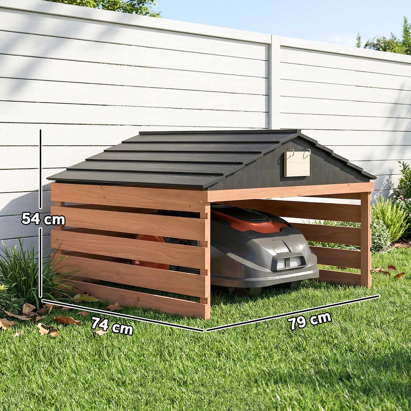 Robotic Lawn Mower Wooden Garage, Weatherproof, 79x74x54 cm