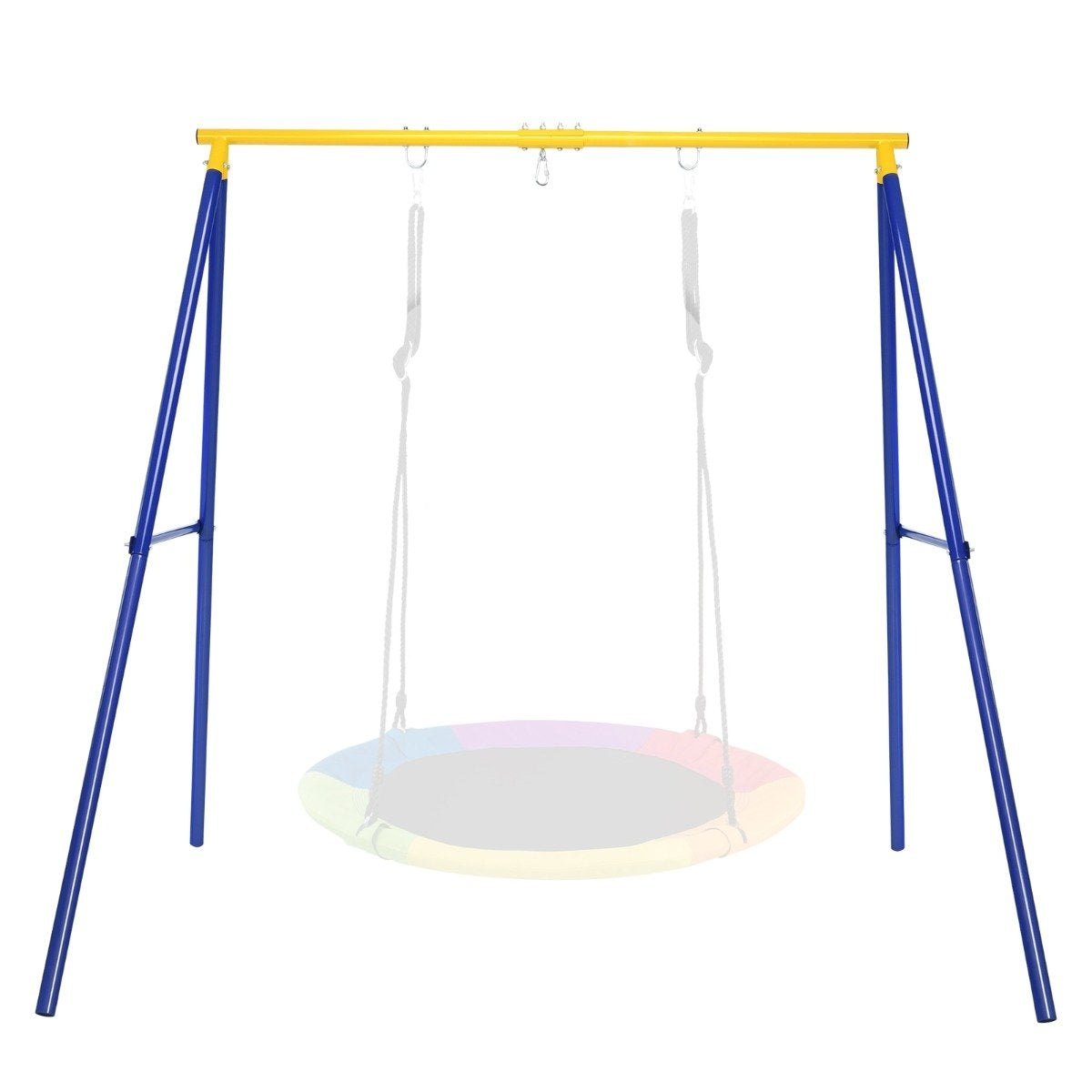 Robust metal swing frame A-frame garden swing frame 194 x 184 x 180 cm blue + yellow