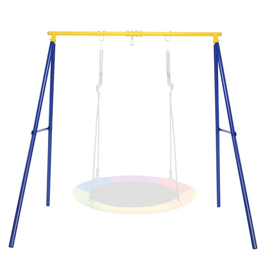Robust metal swing frame A-frame garden swing frame 194 x 184 x 180 cm blue + yellow