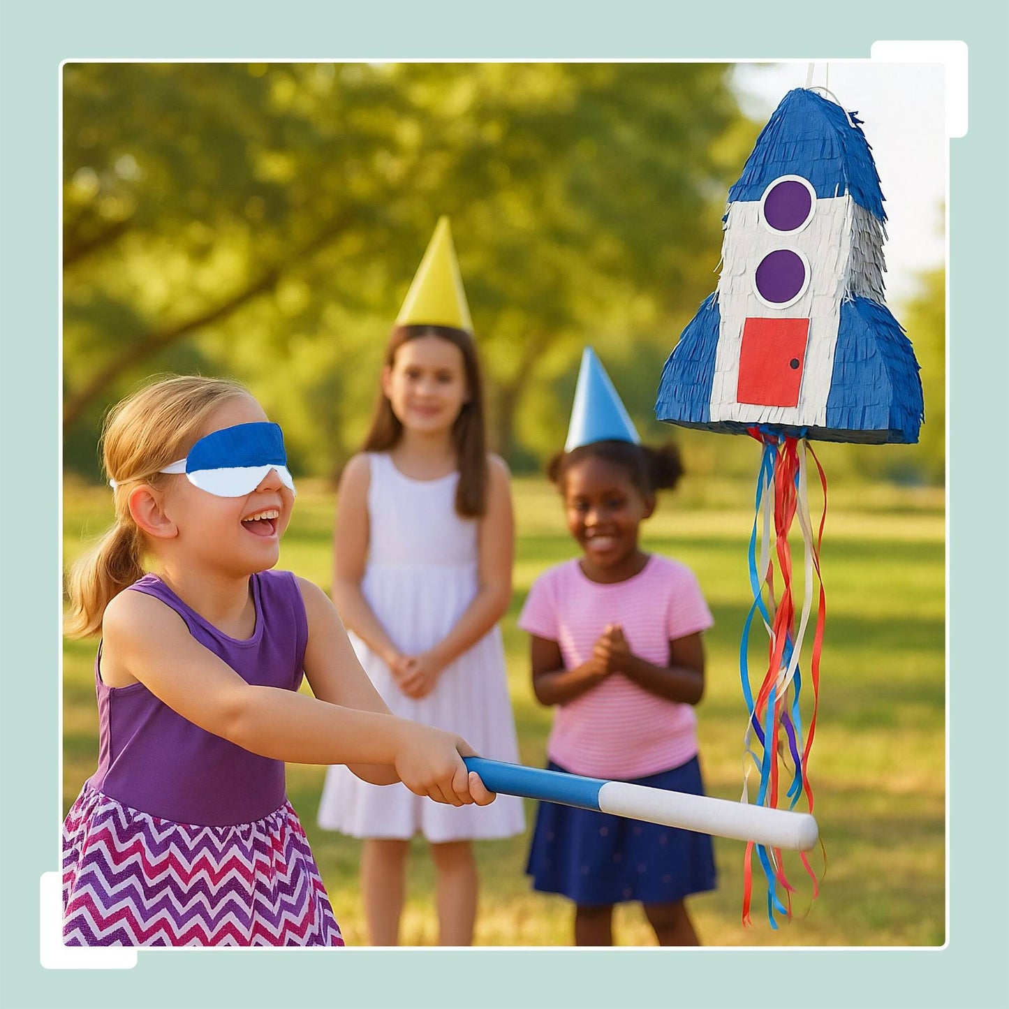 Rocket Piñata Set with Bat and Mask for Parties